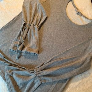 Womens Cropped Grey&Gray Sweatshirt with Bell Sleeves. Size Large.